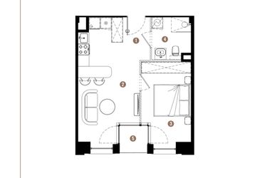 Rzut - Mieszkanie na sprzedaż 2 pokoje o powierzchni 36,71 m² - numer E.01.10 w Apartamenty Reytana bud. E