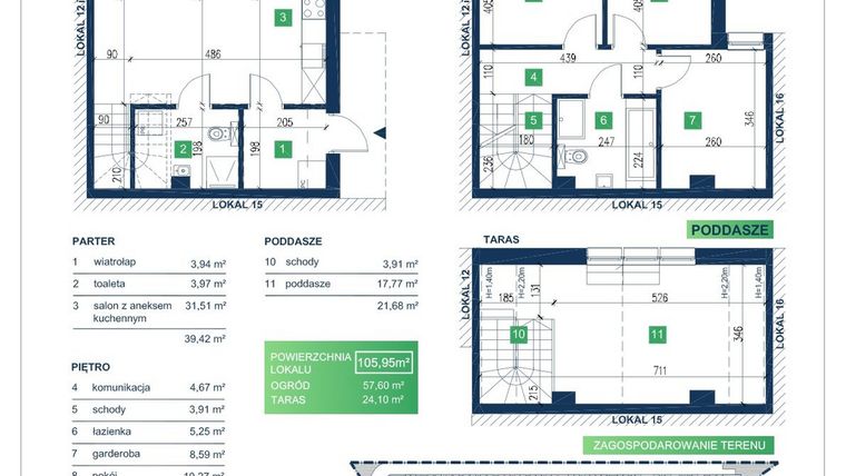 Rzut - Dom na sprzedaż 5 pokoi o powierzchni 105,95 m² - numer 14 w Vista Forest Stabłowice