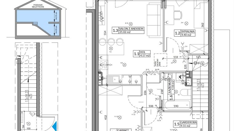 Rzut - Mieszkanie na sprzedaż 4 pokoje o powierzchni 67,46 m² - numer 40B w Domy na Witosa etap 1B