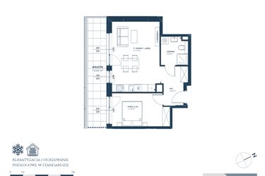 Rzut - Mieszkanie na sprzedaż 2 pokoje o powierzchni 42,3 m² - numer 11.A2 w Nadmorska Darłowo