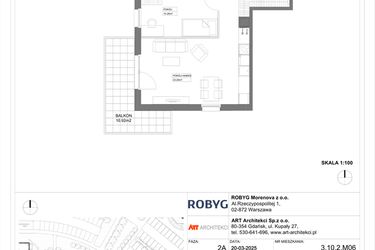 Rzut - Mieszkanie na sprzedaż 1 pokój o powierzchni 33,87 m² - numer 3.10.2M06 w Szumilas etap III