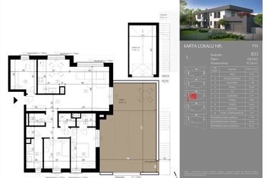 Rzut - Mieszkanie na sprzedaż 4 pokoje o powierzchni 97,26 m² - numer B33.M4 w Leśna Polana