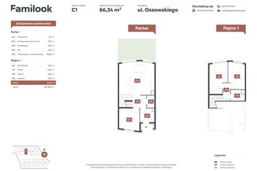 Rzut - Mieszkanie na sprzedaż 4 pokoje o powierzchni 86,34 m² - numer C1 w Familook