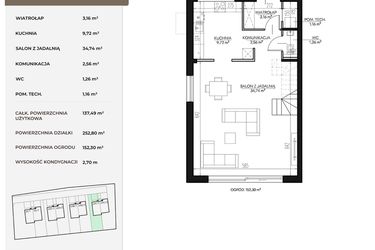 Rzut - Dom na sprzedaż 5 pokoi o powierzchni 137,49 m² - numer 64C_1 w Kołodzieja Residence