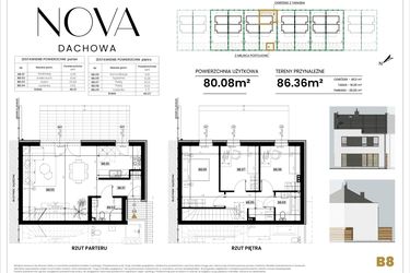 Rzut - Dom na sprzedaż 4 pokoje o powierzchni 80,08 m² - numer B8 w Nova Dachowa II