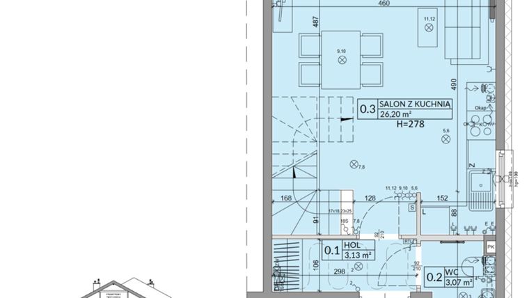 Rzut - Dom na sprzedaż 3 pokoje o powierzchni 68,42 m² - numer 41B w Osiedle Słoneczne etap IV