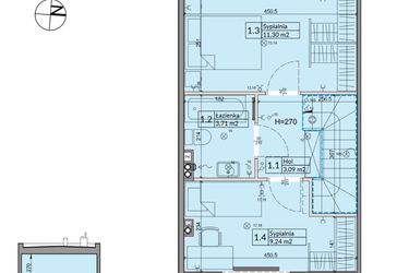 Rzut - Dom na sprzedaż 3 pokoje o powierzchni 62,3 m² - numer 28A w Osiedle Stokrotki etap 4 i 5