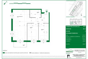 Rzut - Mieszkanie na sprzedaż 3 pokoje o powierzchni 58,53 m² - numer 2.10 w Osiedle Polna
