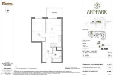 Rzut - Mieszkanie na sprzedaż 2 pokoje o powierzchni 35,93 m² - numer B.2.A405 w ArtPark