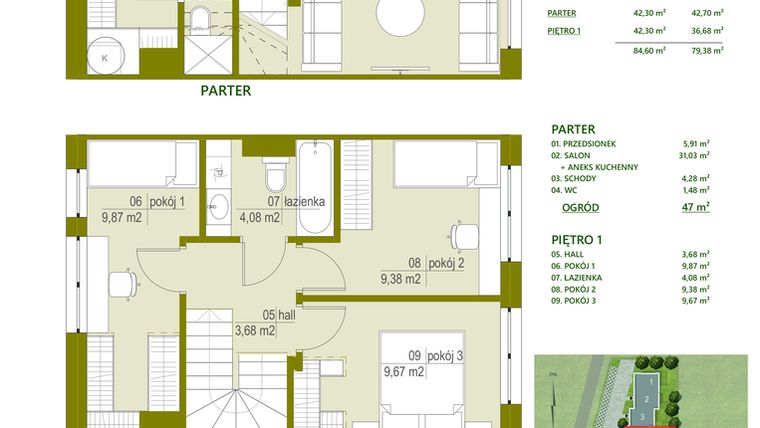 Rzut - Dom na sprzedaż 4 pokoje o powierzchni 79,38 m² - numer A4 w Triton Kampinos II