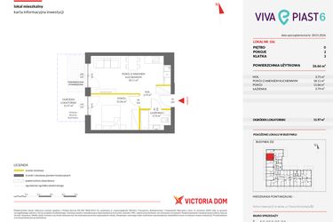 Rzut - Mieszkanie na sprzedaż 2 pokoje o powierzchni 36,71 m² - numer 106 w Viva Piast 6