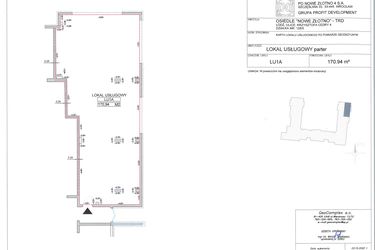 Rzut - Lokal użytkowy na sprzedaż 1 pokój o powierzchni 170,94 m² - numer LU1A w Osiedle Nowe Złotno Etap IV
