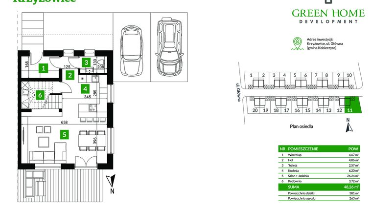 Rzut - Dom na sprzedaż 5 pokoi o powierzchni 104,92 m² - numer 11 w Nowe Krzyżowice II