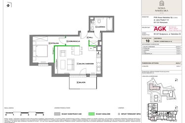 Rzut - Mieszkanie na sprzedaż 2 pokoje o powierzchni 46,6 m² - numer NN-B-LM-10 w Nowa Nakielska by PHN