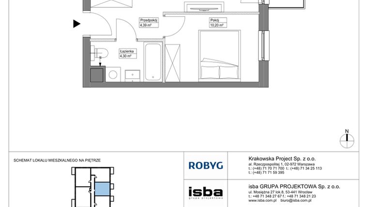 Rzut - Mieszkanie na sprzedaż 2 pokoje o powierzchni 38,79 m² - numer KR8/B/2/4 w Apartamenty Krakowska etap VIII