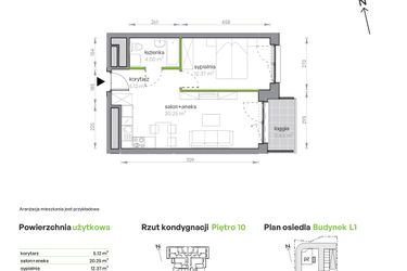 Rzut - Mieszkanie na sprzedaż 2 pokoje o powierzchni 41,74 m² - numer L1/10/102 w Legnicka Vita