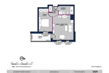 Rzut - Mieszkanie na sprzedaż 2 pokoje o powierzchni 36,89 m² - numer 136 w Moja Północna Etap III