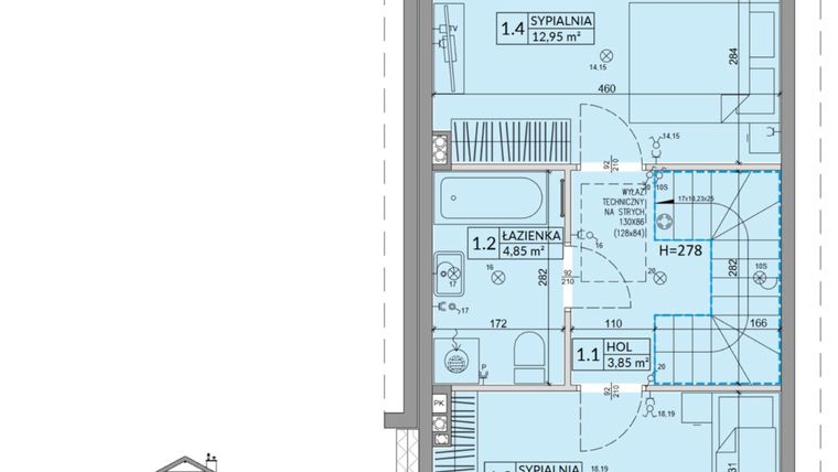 Rzut - Dom na sprzedaż 3 pokoje o powierzchni 68,42 m² - numer 5A w Osiedle Słoneczne