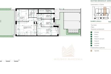 Rzut - Mieszkanie na sprzedaż 4 pokoje o powierzchni 77,33 m² - numer 2.1 w Green Ville