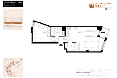 Rzut - Mieszkanie na sprzedaż 2 pokoje o powierzchni 55,73 m² - numer 1.11 w Białoprądnicka Park