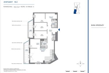 Rzut - Mieszkanie na sprzedaż 5 pokoi o powierzchni 125,13 m² - numer 10.2 w SEAHall