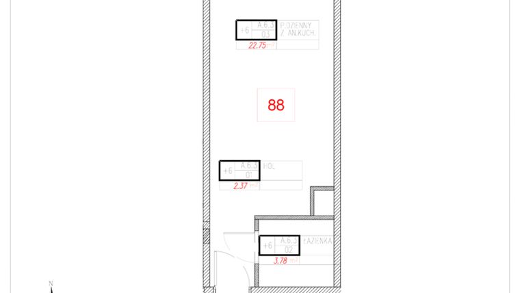 Rzut - Mieszkanie na sprzedaż 1 pokój o powierzchni 28,9 m² - numer A6-3 w Rezydencja Ogród Saski etap I i II