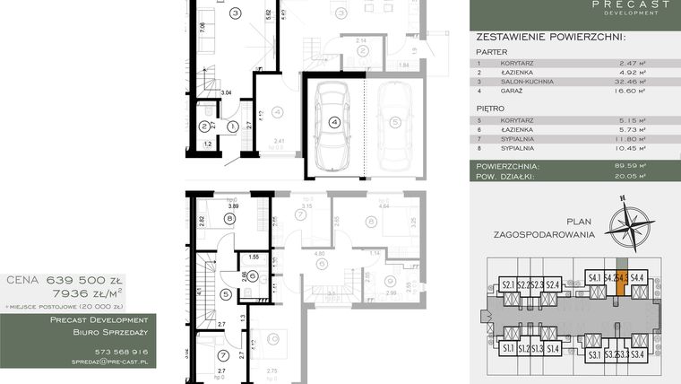 Rzut - Dom na sprzedaż 4 pokoje o powierzchni 80,52 m² - numer S4.3 w Osiedle Sosnowe Łazy
