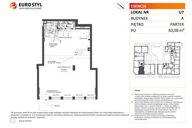 Rzut - Lokal użytkowy na sprzedaż 1 pokój o powierzchni 83,08 m² - numer 7 w Esencja