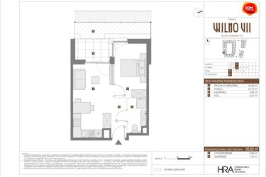 Rzut - Mieszkanie na sprzedaż 2 pokoje o powierzchni 35,62 m² - numer C.56 w Osiedle Wilno VII etap 3