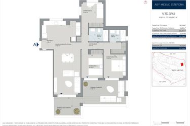 Rzut - Mieszkanie na sprzedaż 3 pokoje o powierzchni 124 m² - numer 3.1.A w Aby Middle