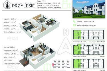 Rzut - Dom na sprzedaż 3 pokoje o powierzchni 96,48 m² - numer 157.1 w Osiedle Przylesie