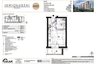 Rzut - Mieszkanie na sprzedaż 1 pokój o powierzchni 25,53 m² - numer A2_M22 w Jemiołuszki Park etap 2