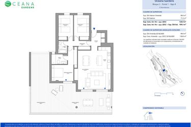 Rzut - Mieszkanie na sprzedaż 3 pokoje o powierzchni 90 m² - numer B3P10B w Oceana Gardens II