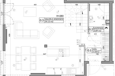 Rzut - Dom na sprzedaż 4 pokoje o powierzchni 100,14 m² - numer 13 w Slow Wilanów