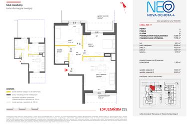 Rzut - Mieszkanie na sprzedaż 3 pokoje o powierzchni 72,88 m² - numer 21 w Neo Nova Ochota 4