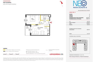 Rzut - Mieszkanie na sprzedaż 2 pokoje o powierzchni 40,34 m² - numer 48 w Neo Nova Ochota 6