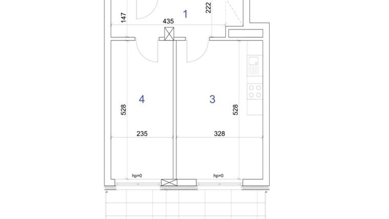Rzut - Mieszkanie na sprzedaż 2 pokoje o powierzchni 42,17 m² - numer 6A.46 w Mierzeja Wiślana etap IV
