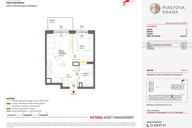 Rzut - Mieszkanie na sprzedaż 2 pokoje o powierzchni 34,93 m² - numer E.99 w Piastova Osada