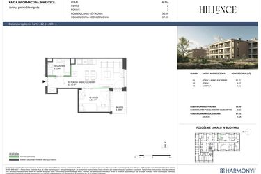 Rzut - Mieszkanie na sprzedaż 2 pokoje o powierzchni 37,01 m² - numer A-35a w Hillence