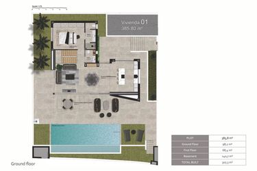 Rzut - Dom na sprzedaż 3 pokoje o powierzchni 307,3 m² - numer 1 w Domy w Polop - 19359115