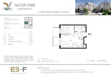 Rzut - Mieszkanie na sprzedaż 2 pokoje o powierzchni 41,43 m² - numer A_27 w Natur Park