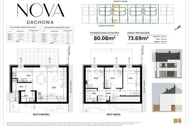 Rzut - Dom na sprzedaż 4 pokoje o powierzchni 80,08 m² - numer B6 w Nova Dachowa II
