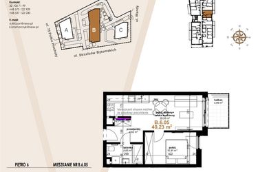 Rzut - Mieszkanie na sprzedaż 2 pokoje o powierzchni 40,23 m² - numer VB.6.05 w Vanda Park