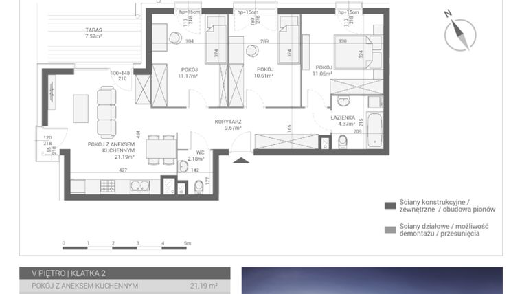 Rzut - Mieszkanie na sprzedaż 4 pokoje o powierzchni 70,24 m² - numer M52 w Apartamenty Przystań bud. F