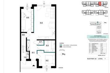 Rzut - Mieszkanie na sprzedaż 3 pokoje o powierzchni 67,17 m² - numer 62-1 w Błonie Bosco