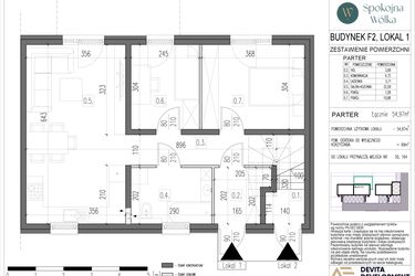 Rzut - Mieszkanie na sprzedaż 3 pokoje o powierzchni 54,97 m² - numer F2.1 w Spokojna Wólka etap V