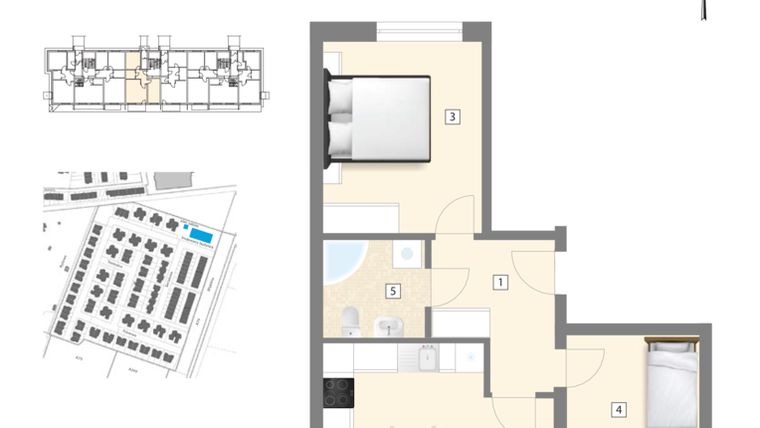 Rzut - Mieszkanie na sprzedaż 3 pokoje o powierzchni 64,12 m² - numer B2 w Błękitne Aleje Etap XV