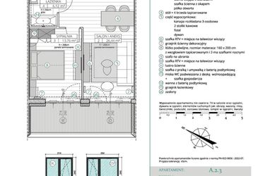 Rzut - Mieszkanie na sprzedaż 2 pokoje o powierzchni 49,46 m² - numer A.2.3 w Remedium