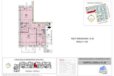 Rzut - Mieszkanie na sprzedaż 2 pokoje o powierzchni 46,73 m² - numer G-35 w Zielony Zakątek - bud. G