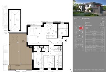 Rzut - Mieszkanie na sprzedaż 4 pokoje o powierzchni 97,26 m² - numer B31.M3 w Leśna Polana